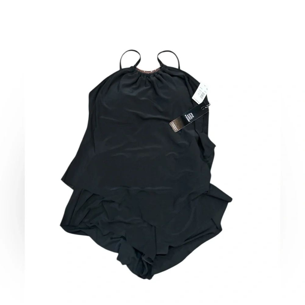 Magicsuit‎ Women’s Size 14 Halo Effect Goldie One-Piece Swim Romper Black NWT